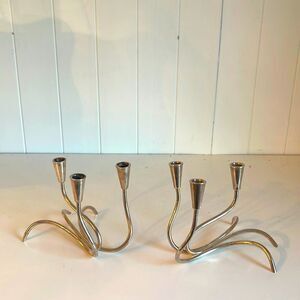Mid-century Modern Danish Silverplate Carl Christiansen candle holders